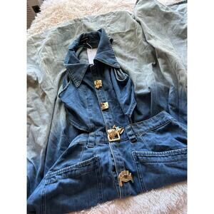 Urban Revivo Cut Out Stretchy Sleeveless Maxi Denim Dress US 10 NWT